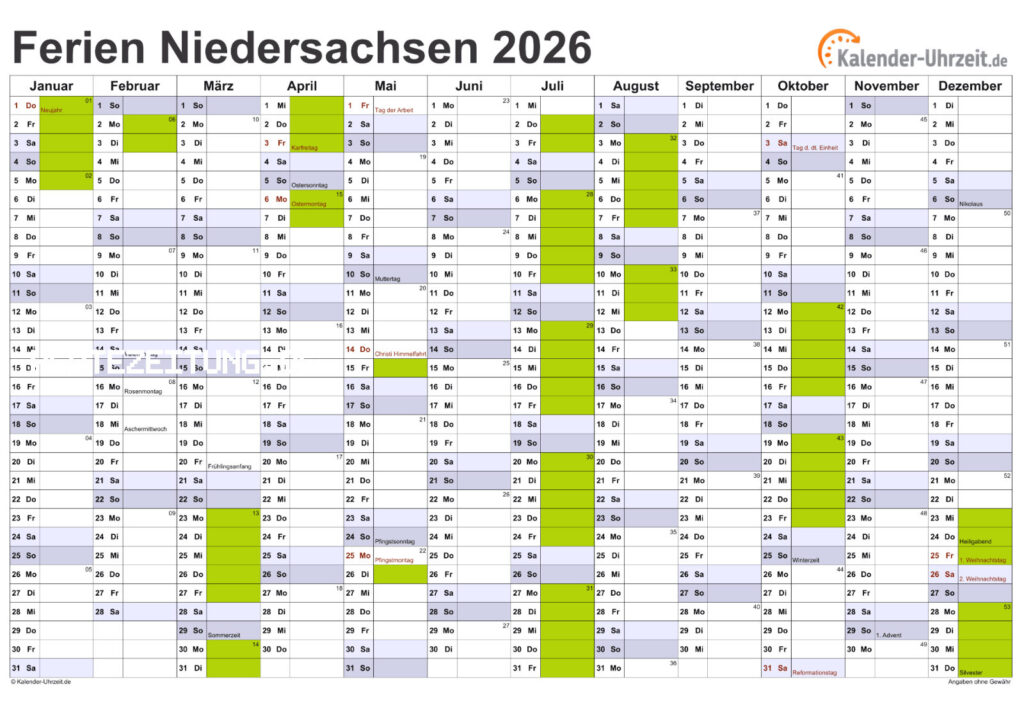 Ferien Niedersachsen 2026: Termine, Planung und Tipps für Familien